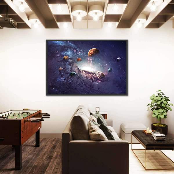 Planets Of The Solar System Canvas Wall Art-3 Horizontal-Gallery Wrap-25" x 16"-Tiaracle