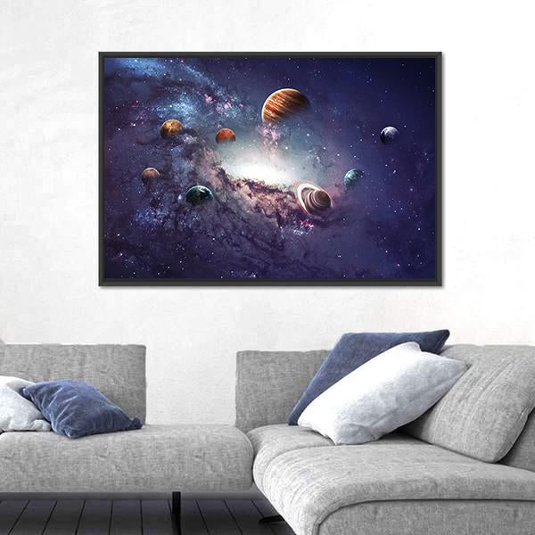 Planets Of The Solar System Canvas Wall Art-3 Horizontal-Gallery Wrap-25" x 16"-Tiaracle