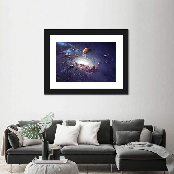 Planets Of The Solar System Canvas Wall Art-3 Horizontal-Gallery Wrap-25" x 16"-Tiaracle