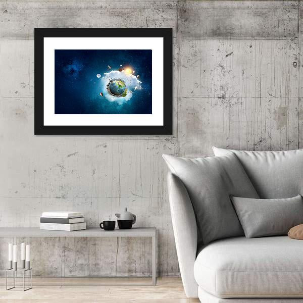 Planets With Unique Universe Canvas Wall Art-5 Horizontal-Gallery Wrap-22" x 12"-Tiaracle