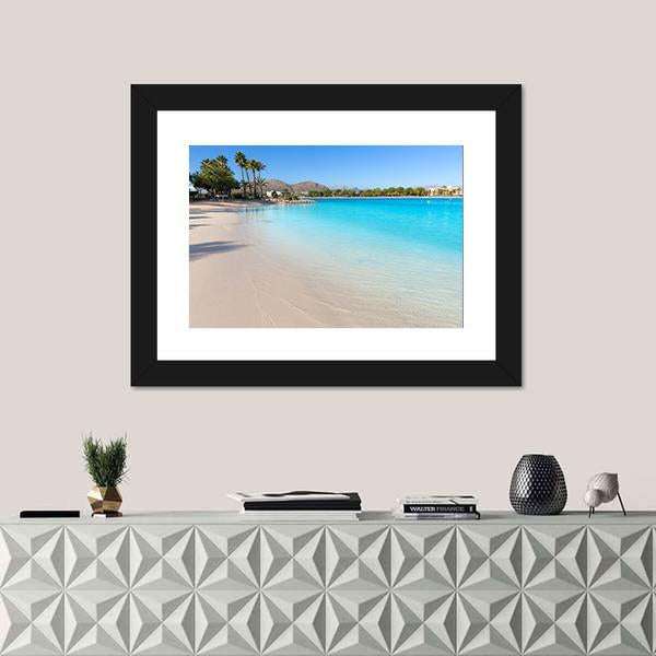 Platja De Alcudia Beach Canvas Wall Art-1 Piece-Framed Print-20" x 16"-Tiaracle