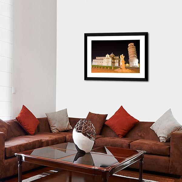 Plaza In Pisa Italy Canvas Wall Art-1 Piece-Framed Print-30" x 20"-Tiaracle
