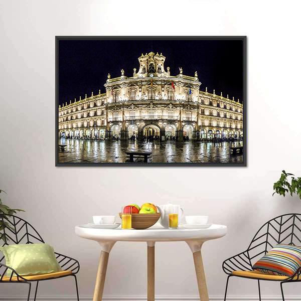 Plaza Mayor At Night Canvas Wall Art-5 Horizontal-Gallery Wrap-22" x 12"-Tiaracle