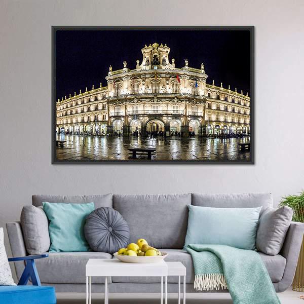 Plaza Mayor At Night Canvas Wall Art-5 Horizontal-Gallery Wrap-22" x 12"-Tiaracle