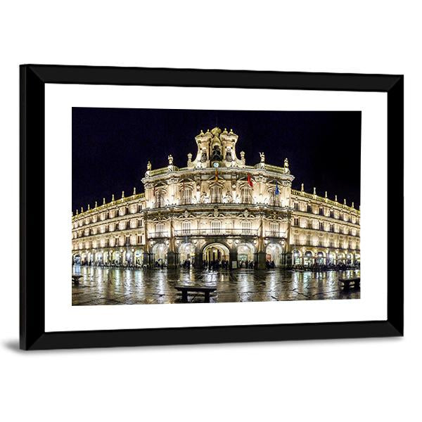Plaza Mayor At Night Canvas Wall Art-5 Horizontal-Gallery Wrap-22" x 12"-Tiaracle