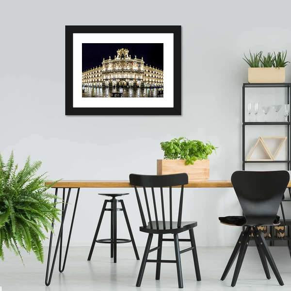 Plaza Mayor At Night Canvas Wall Art-5 Horizontal-Gallery Wrap-22" x 12"-Tiaracle