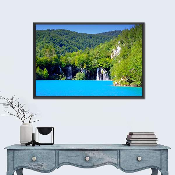 Plitvice Lakes National Park In Croatia Canvas Wall Art-1 Piece-Floating Frame-24" x 16"-Tiaracle