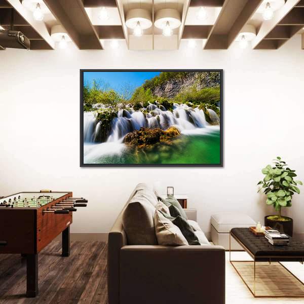 Plitvice Lakes With Waterfall Canvas Wall Art-5 Horizontal-Gallery Wrap-22" x 12"-Tiaracle