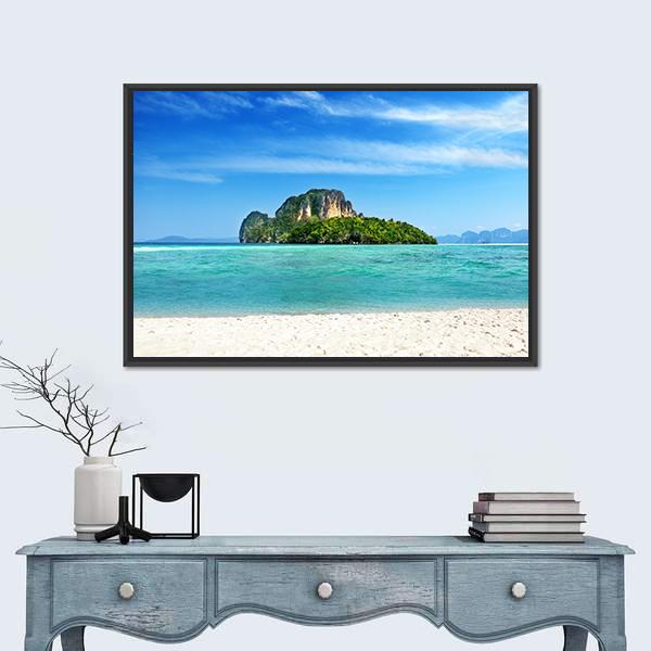 Poda Island In Thailand Canvas Wall Art-1 Piece-Floating Frame-24" x 16"-Tiaracle