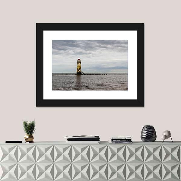 Point Of Ayr Derelict Lighthouse Canvas Wall Art-1 Piece-Framed Print-20" x 16"-Tiaracle