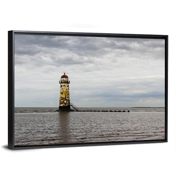 Point Of Ayr Derelict Lighthouse Canvas Wall Art-3 Horizontal-Gallery Wrap-25" x 16"-Tiaracle