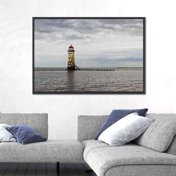 Point Of Ayr Derelict Lighthouse Canvas Wall Art-3 Horizontal-Gallery Wrap-25" x 16"-Tiaracle