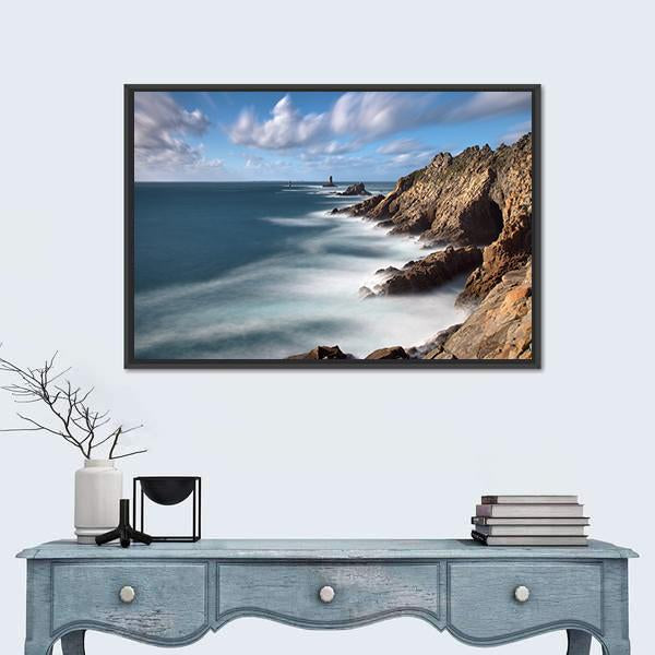 Pointe Du Raz in Brittany In France Canvas Wall Art-1 Piece-Floating Frame-24" x 16"-Tiaracle
