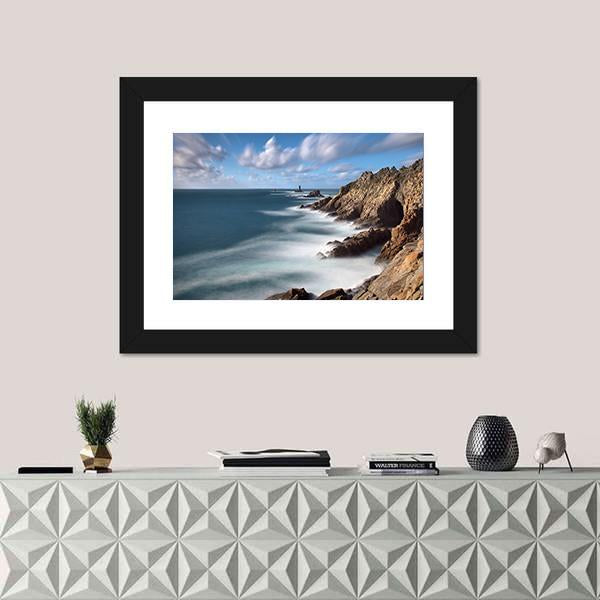 Pointe Du Raz in Brittany In France Canvas Wall Art-1 Piece-Framed Print-20" x 16"-Tiaracle