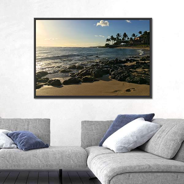 Poipu Beach Park On The Hawaiian Island Of Kauai Canvas Wall Art-5 Horizontal-Gallery Wrap-22" x 12"-Tiaracle