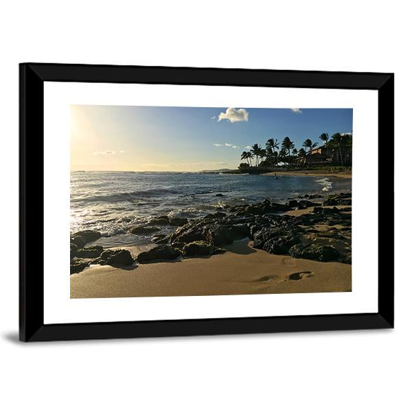 Poipu Beach Park On The Hawaiian Island Of Kauai Canvas Wall Art-3 Horizontal-Gallery Wrap-25" x 16"-Tiaracle