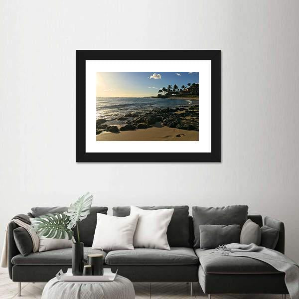 Poipu Beach Park On The Hawaiian Island Of Kauai Canvas Wall Art-5 Horizontal-Gallery Wrap-22" x 12"-Tiaracle
