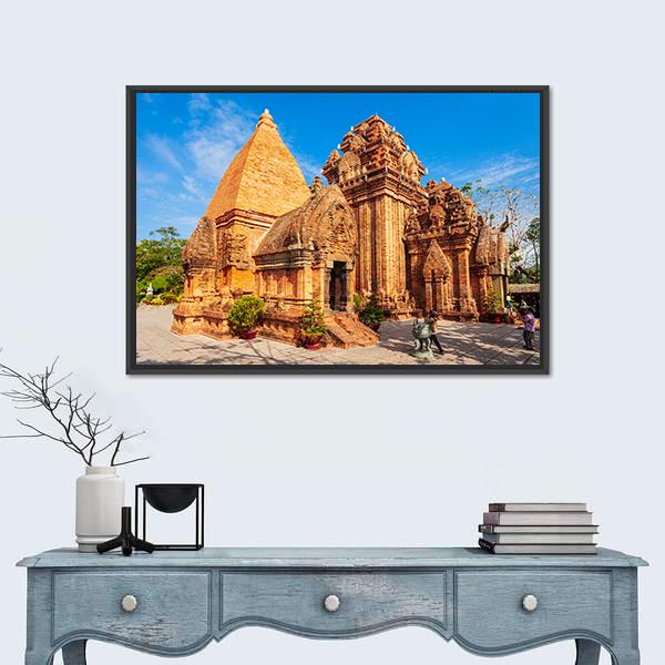 Ponagar Temple In Vietnam Canvas Wall Art-1 Piece-Floating Frame-24" x 16"-Tiaracle