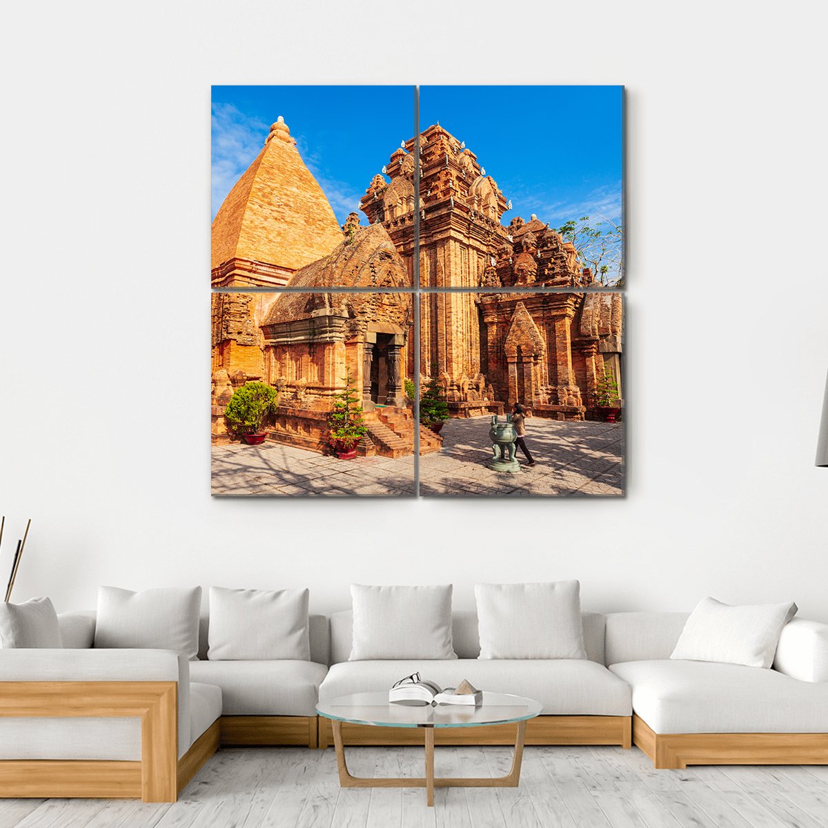 Ponagar Temple In Vietnam Canvas Wall Art-4 Square-Gallery Wrap-17" x 17"-Tiaracle