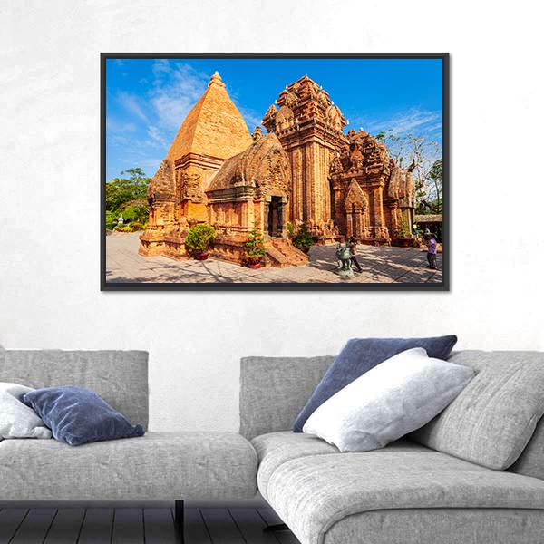 Ponagar Temple In Vietnam Canvas Wall Art-3 Horizontal-Gallery Wrap-25" x 16"-Tiaracle