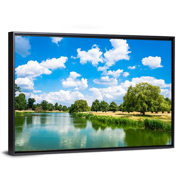 Pond In Hampton Court Park In South London Canvas Wall Art-3 Horizontal-Gallery Wrap-25" x 16"-Tiaracle