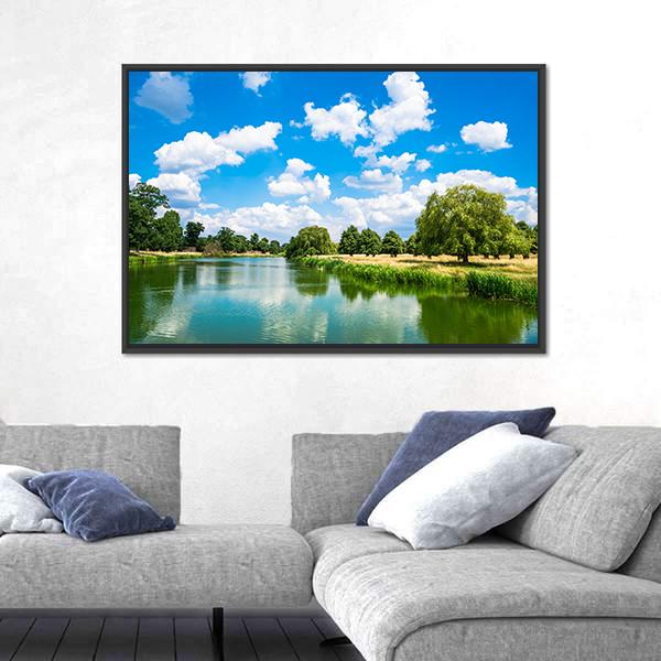 Pond In Hampton Court Park In South London Canvas Wall Art-3 Horizontal-Gallery Wrap-25" x 16"-Tiaracle