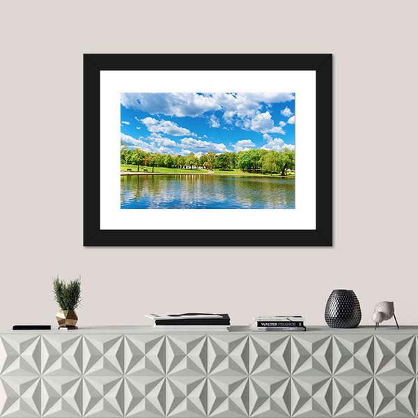 Pond In National Mall Washington Canvas Wall Art-1 Piece-Framed Print-20" x 16"-Tiaracle