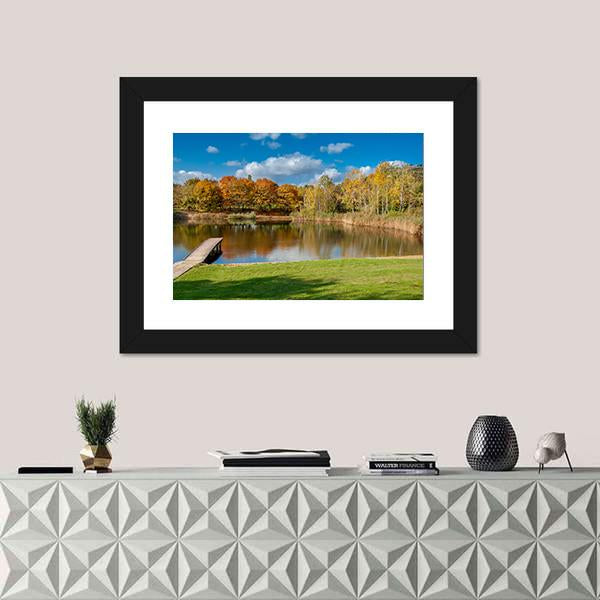 Pond In Public Park Szczesliwice In Warsaw Canvas Wall Art-1 Piece-Framed Print-20" x 16"-Tiaracle