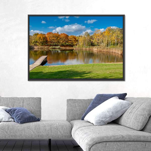 Pond In Public Park Szczesliwice In Warsaw Canvas Wall Art-3 Horizontal-Gallery Wrap-25" x 16"-Tiaracle