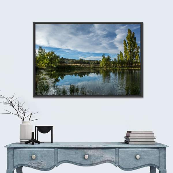 Pond In The Arizona Desert Canvas Wall Art-1 Piece-Floating Frame-24&quot; x 16&quot;-Tiaracle