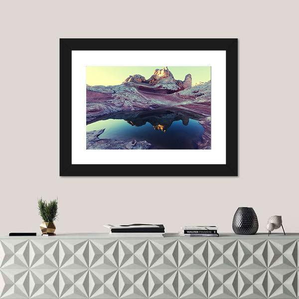 Pond In Vermilion Cliffs Canvas Wall Art-1 Piece-Framed Print-20" x 16"-Tiaracle