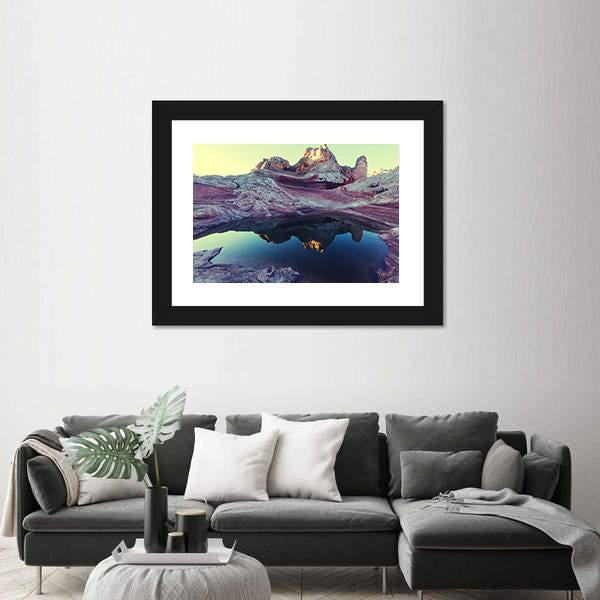 Pond In Vermilion Cliffs Canvas Wall Art-5 Horizontal-Gallery Wrap-22" x 12"-Tiaracle
