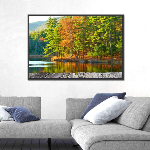Pond In White Mountain Canvas Wall Art-3 Horizontal-Gallery Wrap-25" x 16"-Tiaracle
