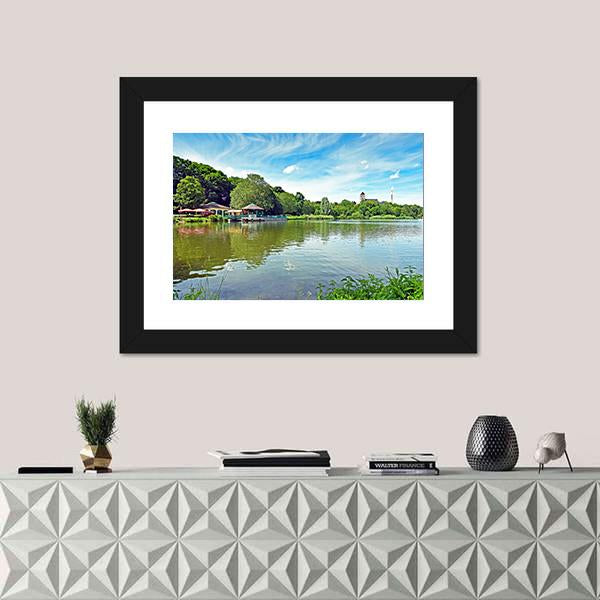 Pond Schlossteich In Chemnitz Germany Canvas Wall Art-1 Piece-Framed Print-20" x 16"-Tiaracle