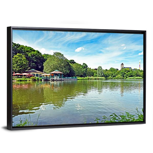 Pond Schlossteich In Chemnitz Germany Canvas Wall Art-3 Horizontal-Gallery Wrap-25" x 16"-Tiaracle