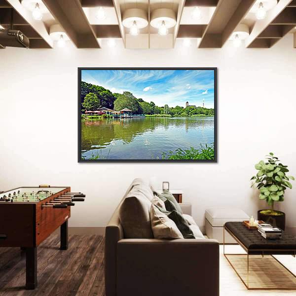 Pond Schlossteich In Chemnitz Germany Canvas Wall Art-3 Horizontal-Gallery Wrap-25" x 16"-Tiaracle
