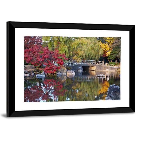 Pond &amp; Trees Japan Canvas Wall Art-5 Horizontal-Gallery Wrap-22" x 12"-Tiaracle
