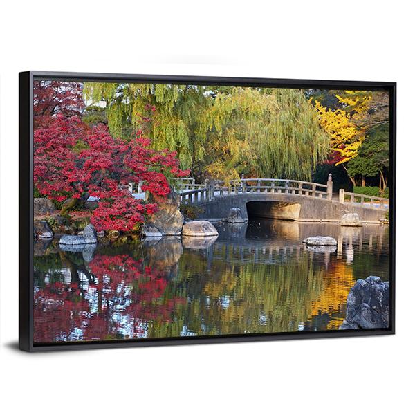 Pond &amp; Trees Japan Canvas Wall Art-5 Horizontal-Gallery Wrap-22" x 12"-Tiaracle