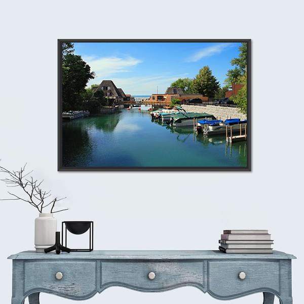 Popular Vacation Spot On Lake Michigan Canvas Wall Art-1 Piece-Floating Frame-24" x 16"-Tiaracle