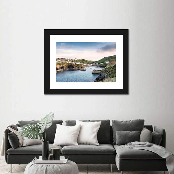 Port Isaac On The North Coast Of Cornwall Canvas Wall Art-1 Piece-Framed Print-30" x 20"-Tiaracle