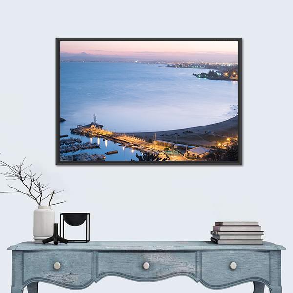 Port Of Sidi Bou Said Near Tunis Canvas Wall Art-1 Piece-Floating Frame-24" x 16"-Tiaracle