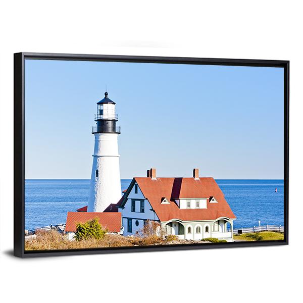 Portland Head Lighthouse Canvas Wall Art-3 Horizontal-Gallery Wrap-25" x 16"-Tiaracle