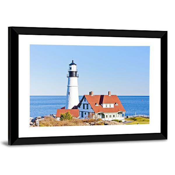 Portland Head Lighthouse Canvas Wall Art-3 Horizontal-Gallery Wrap-25" x 16"-Tiaracle