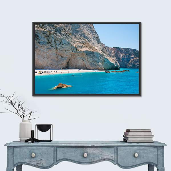 Porto Katsiki Beach Canvas Wall Art-1 Piece-Floating Frame-24" x 16"-Tiaracle