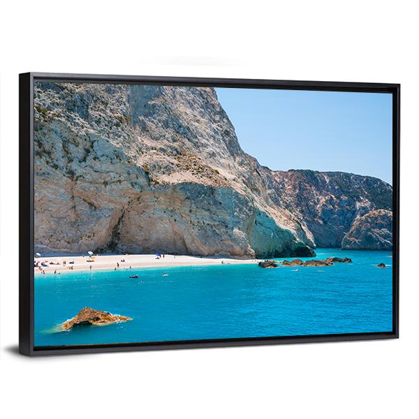 Porto Katsiki Beach Canvas Wall Art-3 Horizontal-Gallery Wrap-25" x 16"-Tiaracle