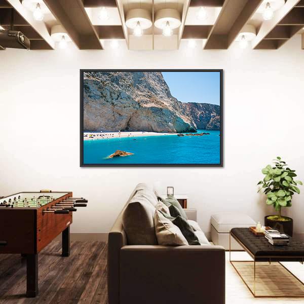 Porto Katsiki Beach Canvas Wall Art-3 Horizontal-Gallery Wrap-25" x 16"-Tiaracle