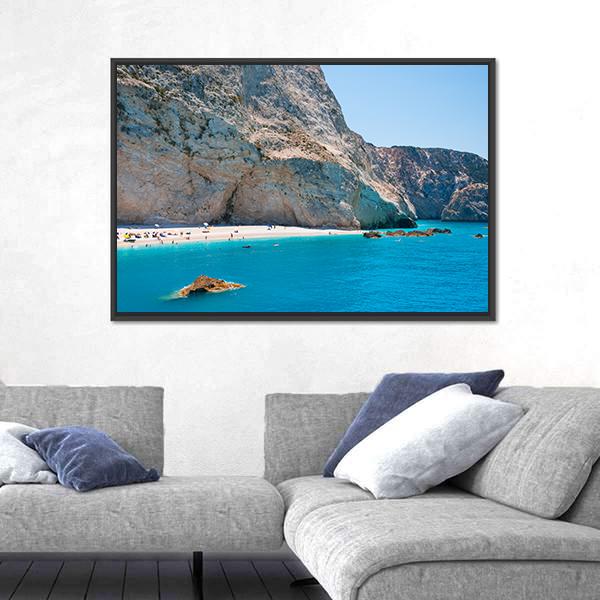Porto Katsiki Beach Canvas Wall Art-3 Horizontal-Gallery Wrap-25" x 16"-Tiaracle