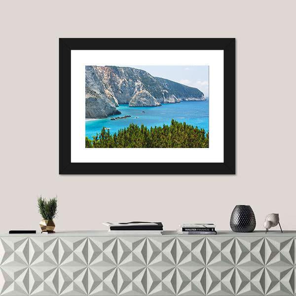 Porto Katsiki Coast On Lefkada Island Canvas Wall Art-1 Piece-Framed Print-20" x 16"-Tiaracle