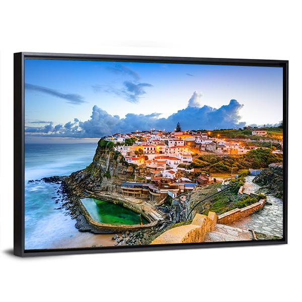 Portugal Coastal Town Canvas Wall Art-3 Horizontal-Gallery Wrap-25" x 16"-Tiaracle