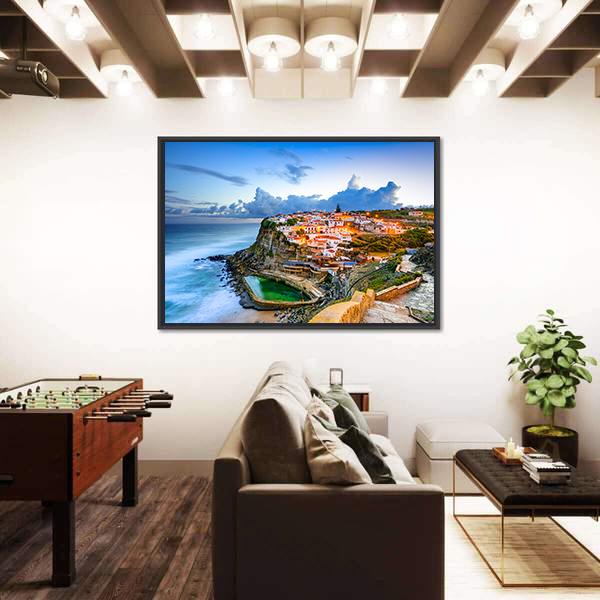 Portugal Coastal Town Canvas Wall Art-5 Horizontal-Gallery Wrap-22" x 12"-Tiaracle